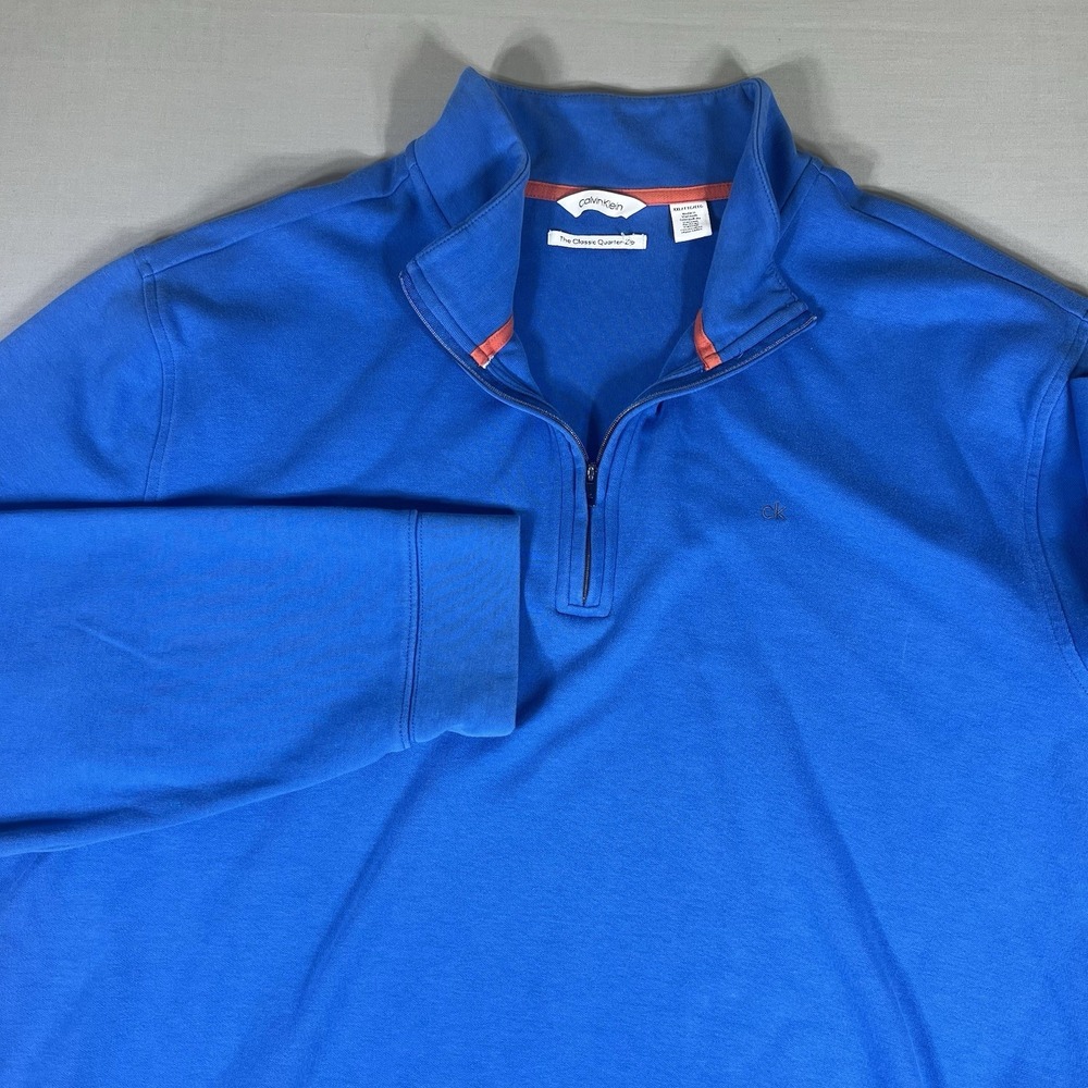 Calvin Klein Quarter Zip Pullover Mens XXL Blue Long Sleeve Sweater Casual Golf